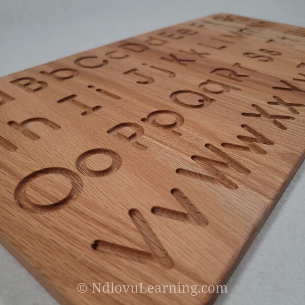 Ndlovu Learning - Two-Sided Tracing Board with Alphabet, Numbers, and Hundreds Board - Oak